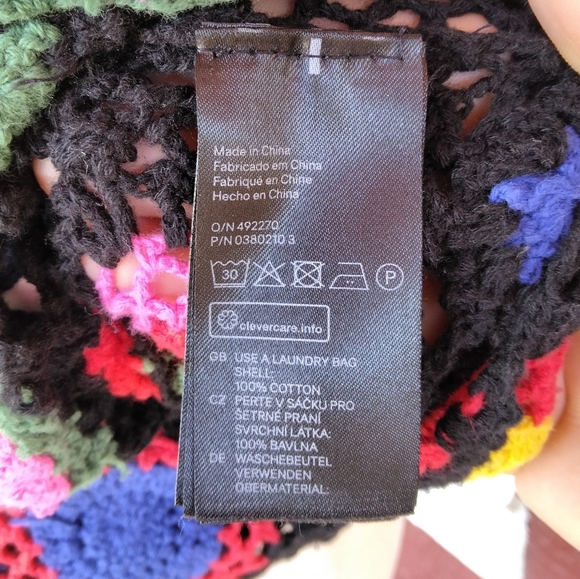 H&M X Coachella Granny Square Knit Bright Colorful Boho Cover Up Dress Size 4 - Picture 10 of 10